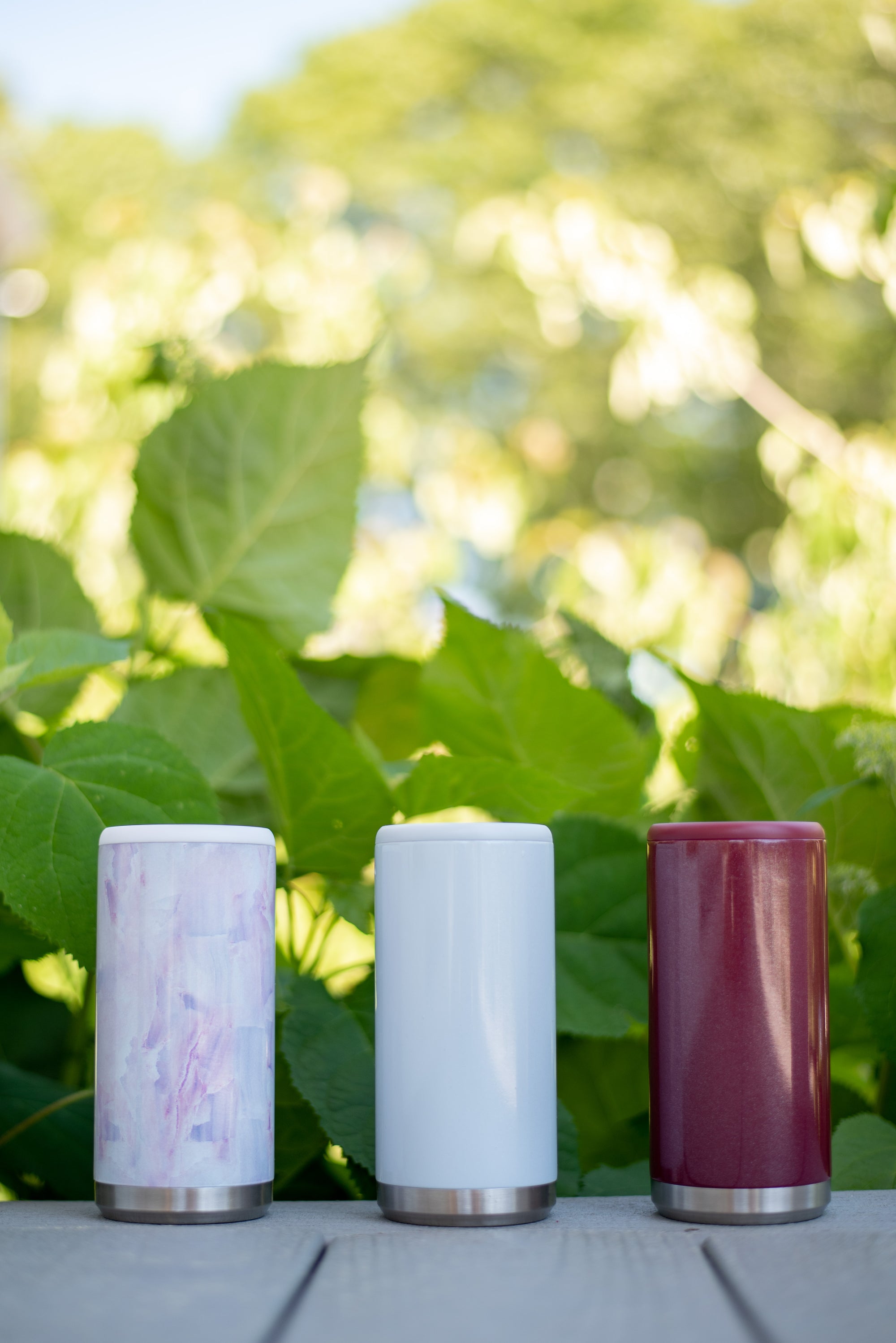 Glitter Maroon Skinny Can Cooler