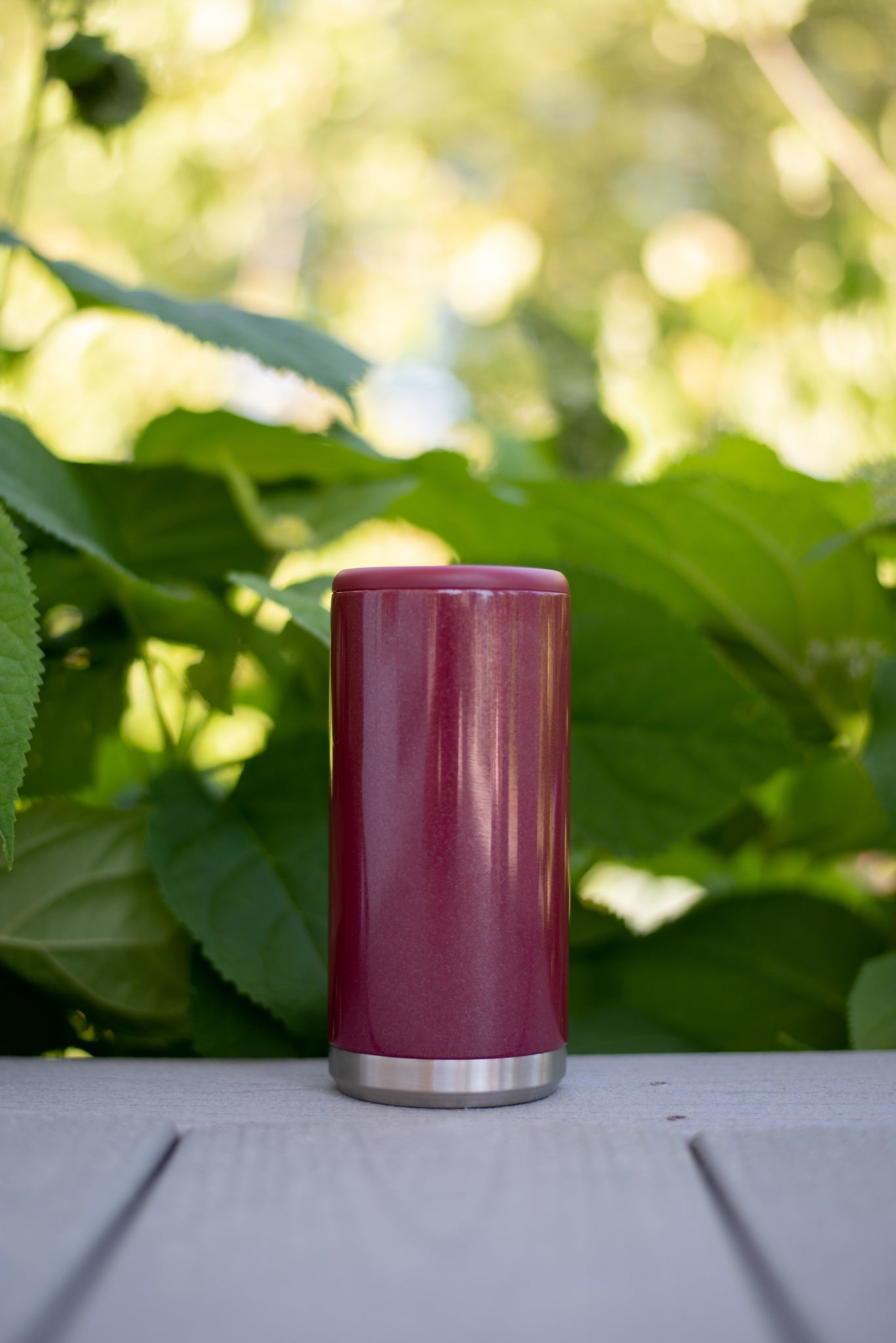 Glitter Maroon Skinny Can Cooler