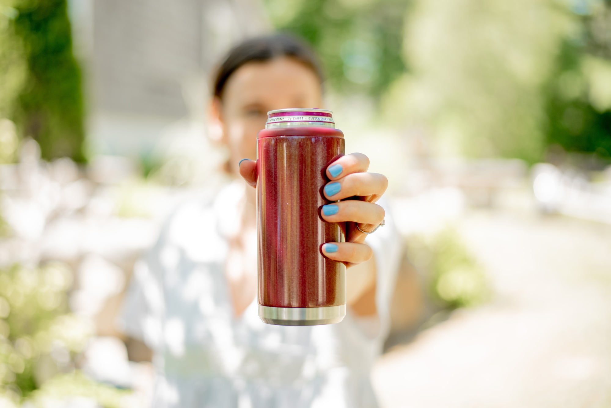 Glitter Maroon Skinny Can Cooler