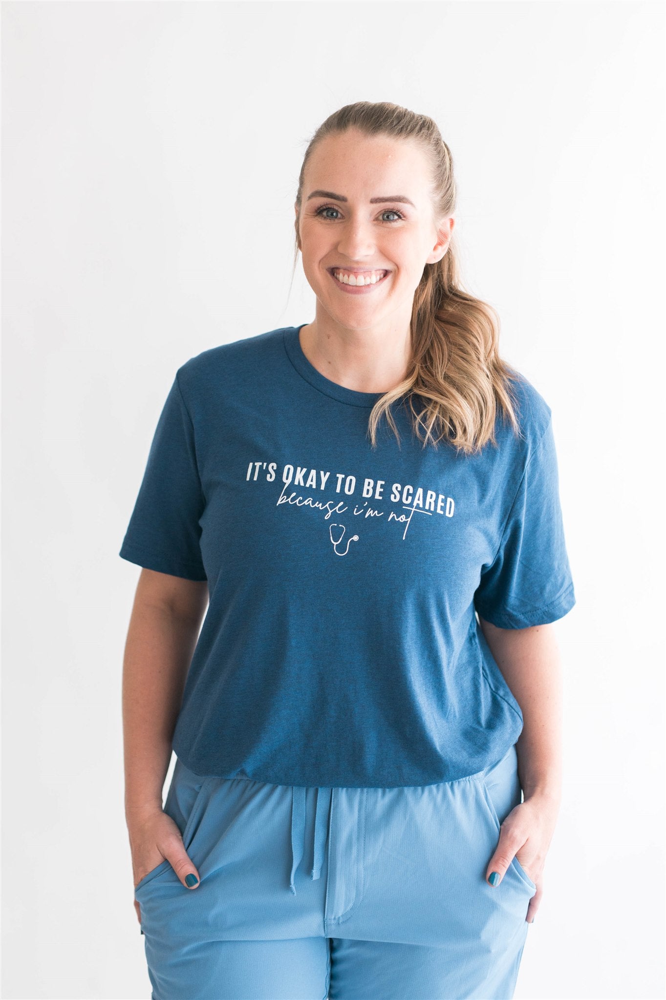 It's Okay To Be Scared Navy Tee